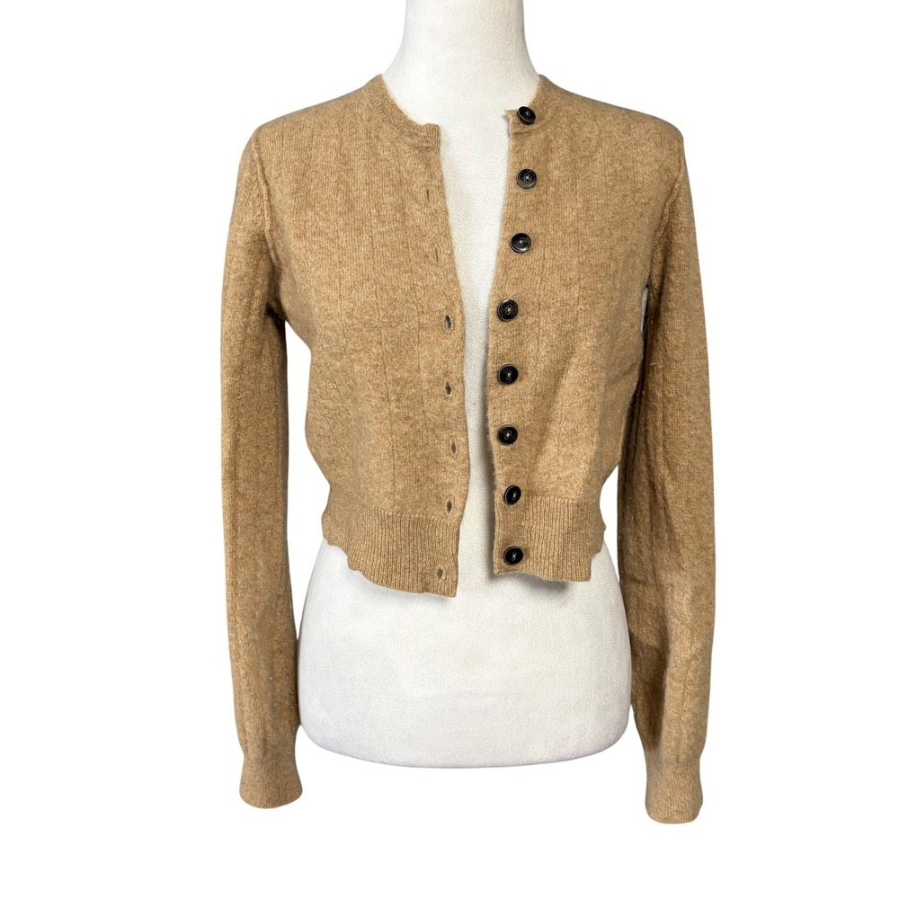 Free People Cardigan Sweater Womens S Brown 100% Cashmere Crew Neck Button Front
